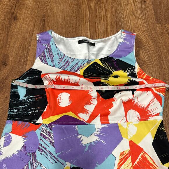 Tahari Womens Large Floral Print Sheath Sleeveless Dress Medium Stretch Cotton - Picture 9 of 11